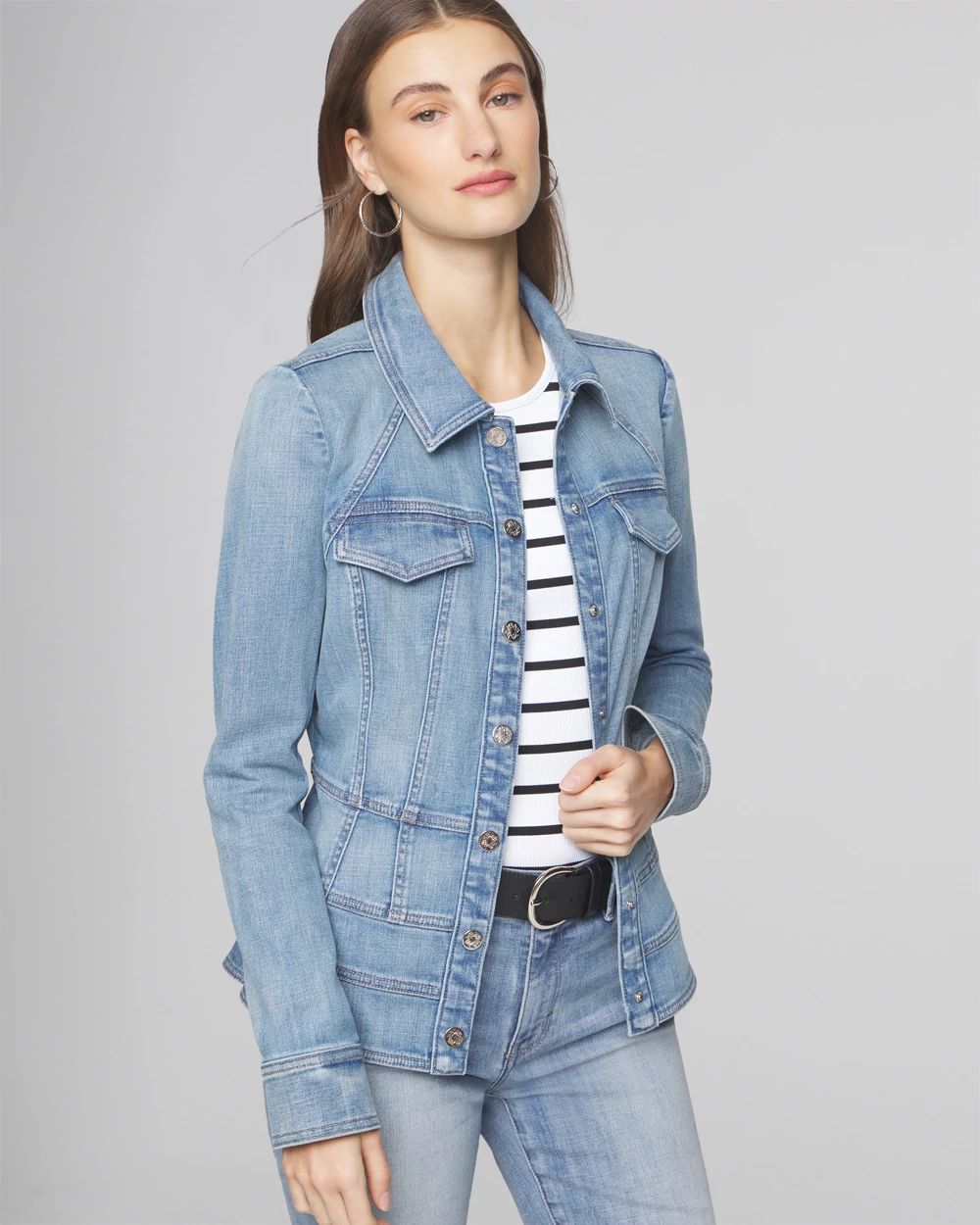 White house black market denim jacket cheap